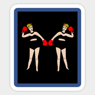 Boxing Female Boxer Retro Boxing Gloves Sticker